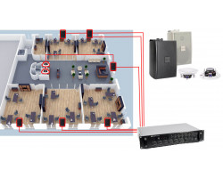 Акустическая система для офиса на 6 зон и 8 настенных, потолочных динамиков BOSCH